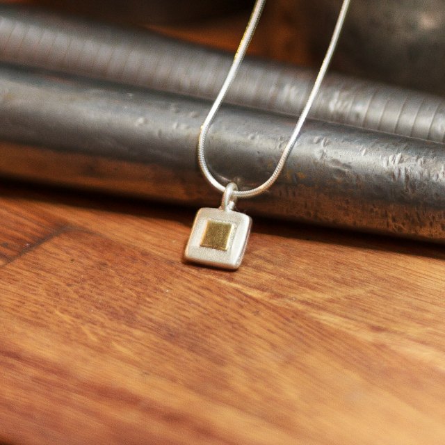Chunky square of gold pendant-small