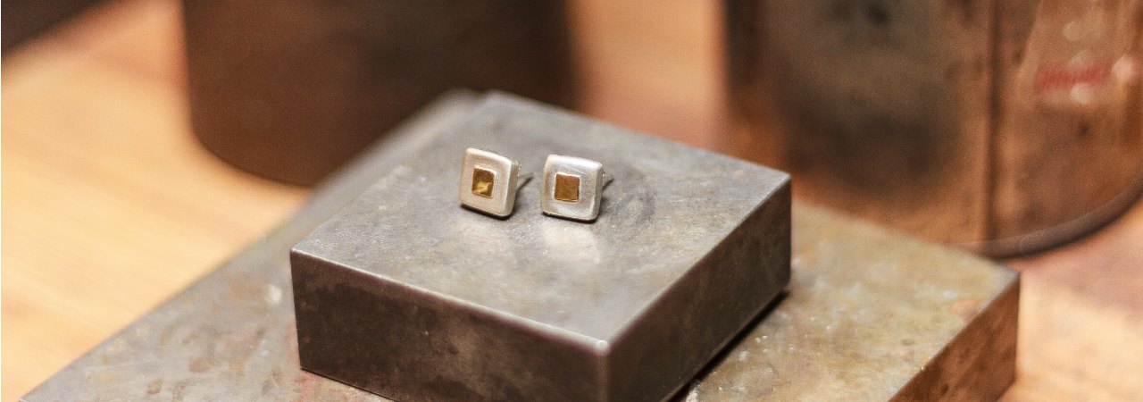 Chunky squares of gold studs - large