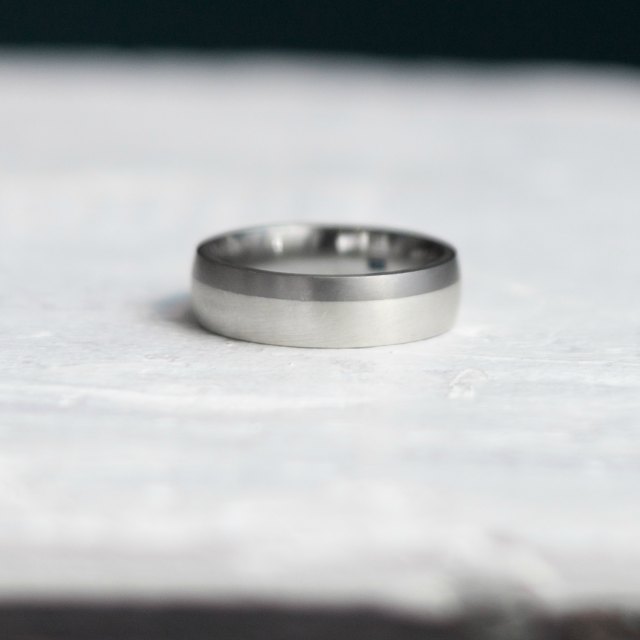 Titanium with Silver, 6mm wide, court shape - small